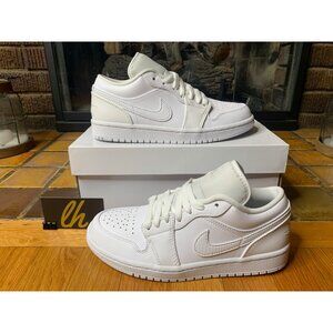 Size 8 Women’s Air Jordan 1 Low “Triple White” Athletic Sneakers AO9944-111